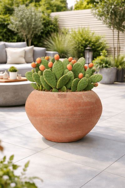 Moderner runder Terracottatopf aus Impruneta – handgefertigt & frostsicher bis -30°C - Alba